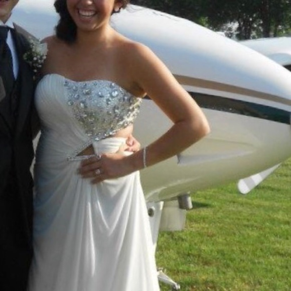 White formal dress with beading